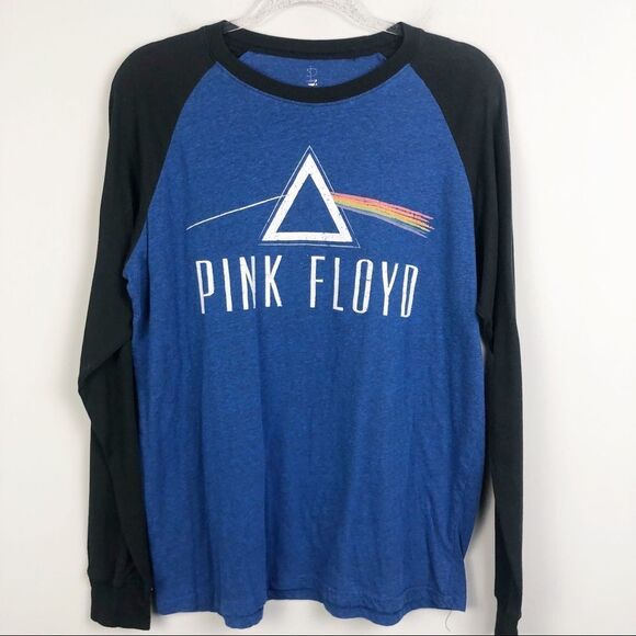PINK FLOYD | Graphic Band Tee Raglan Long Sleeve Size Large Blue & Black - Picture 1 of 6